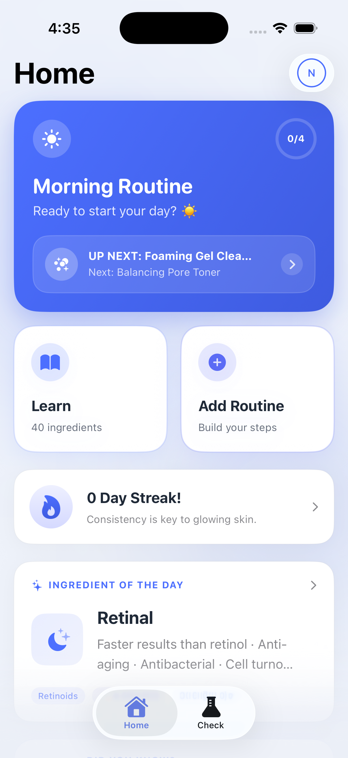 DermaSync+ Home Screen
